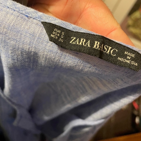 ZARA BABY BLUE BABYDOLL PEASANT BLOUSE - Picture 4 of 6